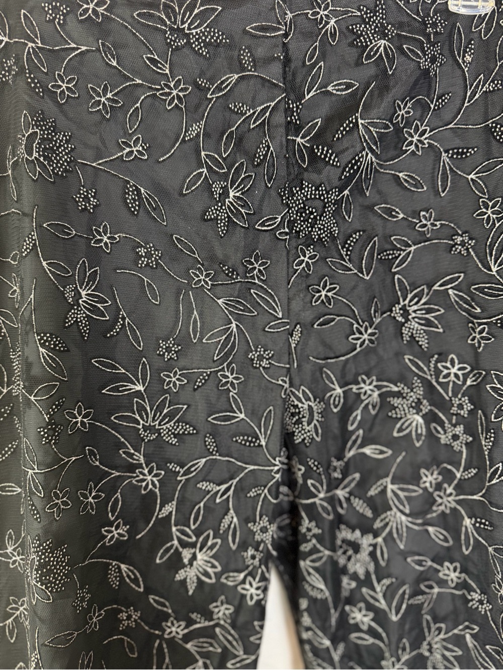 Vintage Y2K Black Sheer Floral Embroidered Mesh Lined Pants Size Large - Picture 4 of 8